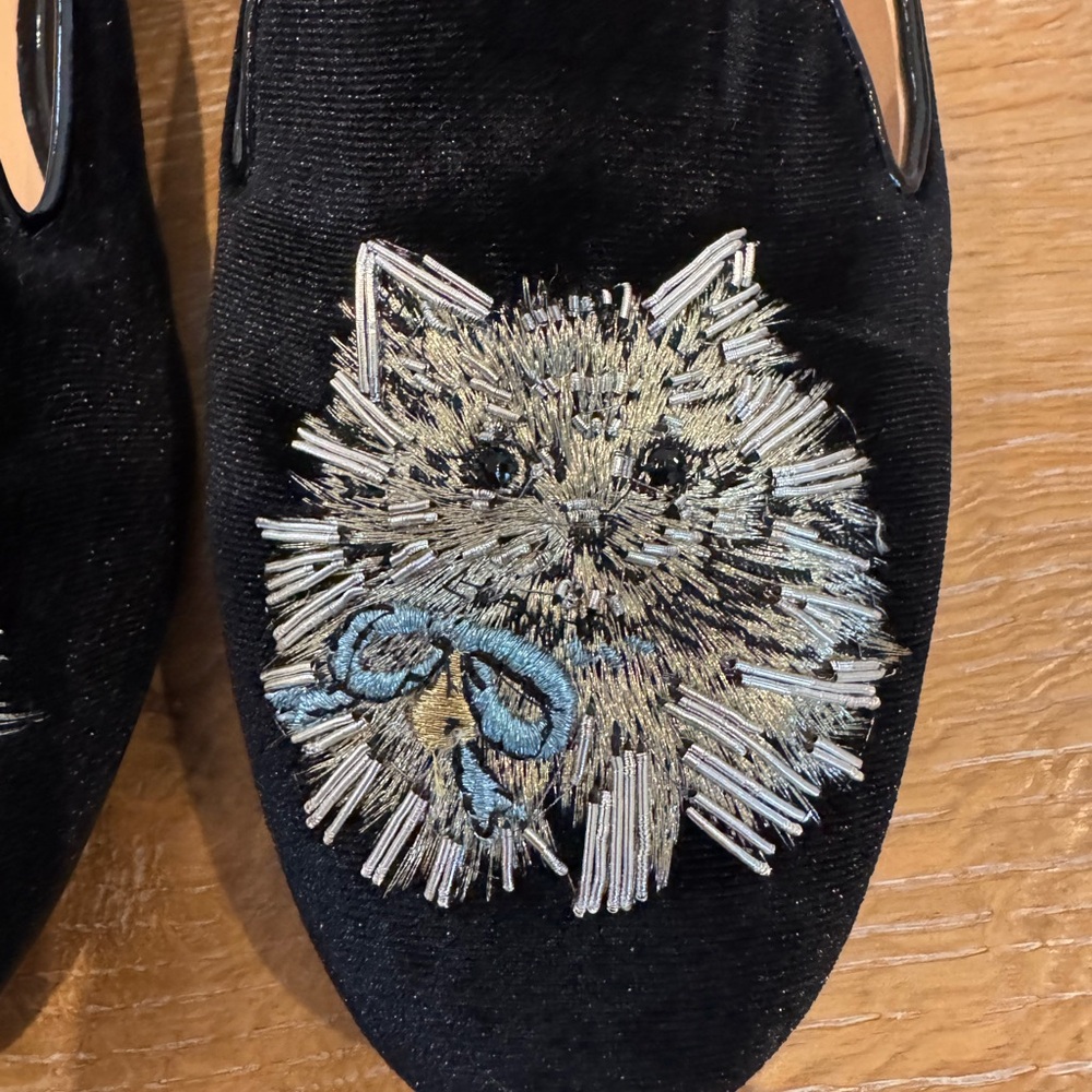 Kate Spade Meow cat velvet loafers size 9.5B - Picture 3 of 8